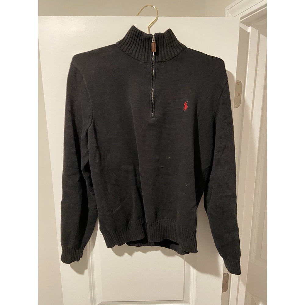 Polo Ralph Lauren Men's Size Large Pullover Sweater 100% Wool 1/2 Zip
